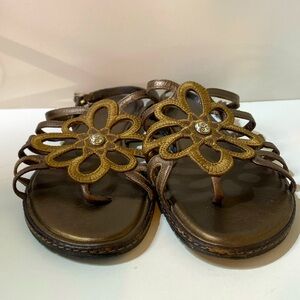 Boho Style Brighton Brazil Crete Brown Leather Flower Sandals